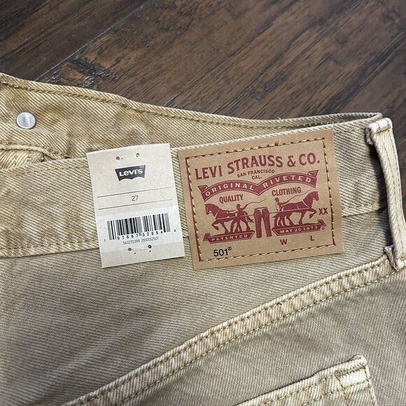NWT Levis Shorts Womens 27 Tan 501 Button Fly Cut Off High Rise Jean Denim - Picture 8 of 12